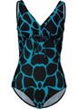 Neu Badeanzug ohne Bügel Gr. 44 Schwarz Türkis Damen Schwimmanzug Bade-Anzug