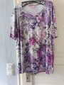 1x Little Rose Damen  Pyjama Shirts 1x Top  Gr.XXL  Lila Blumen /lila