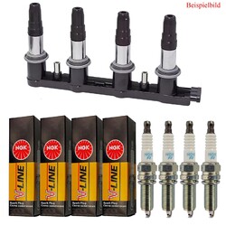 4x ABAKUS Zündspule + 4x NGK Zündkerze V-LINE für Opel Corsa D S07 1.2 LPG