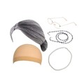 5 teiliges Set: Perücke für ältere Damen, Oma Kostümpartys, Perückenhaube,