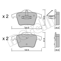 1x ORIGINAL® Metelli 22-0688-0 Bremsbelagsatz, Scheibenbremse Hinten, exkl.