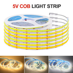 5V COB LED Streifen Stripe Leiste Band USB Dimmbar Lichterkette Keine Lichtpunkt