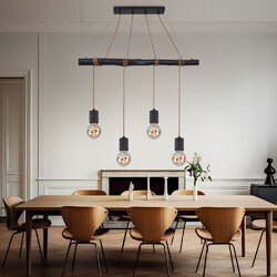 Hängeleuchte Pendellampe Holzleuchte Wohnzimmerlampe schwarz höhenverstellbar