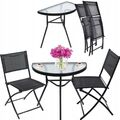 Balkonset Balkonstühle 2er Set mit Tisch Gartenmöbel klappbare Stühle Stahl Glas