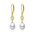 Damen Ohrringe Ohrhänger 925er Sterling Silber Süßwasser Perle Ohrschmuck GG 