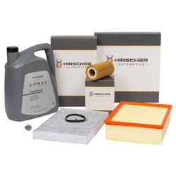 HIRSCHER Filterset + 5L ORIGINAL 0W30 Motoröl für AUDI A4 B7 SEAT EXEO 2.0 TFSI