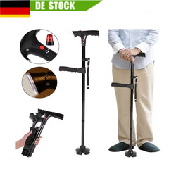 LED Gehstock Klappbar Spazierstock Gehhilfe Wanderstock Klappstock Krückstock DE