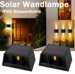 2x LED Solar Wandleuchten für Außen Solarleuchte Außenleuchte Wandlampe Garten