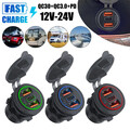 12V/24V Auto KFZ Steckdose Typ C PD + QC3.0 USB Schnell Ladegerät Buchse Einbau