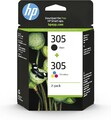 HP 305 (6ZD17AE) Original Printer Cartridge, 1 x Black, 1 x Colour for HP DeskJe