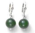 Jade Ohrringe oder Anhänger 10mm Kugel Wählbar: Massiv 925 Silber - Gold Double