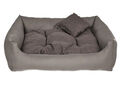 Hundebett Kunstleder Hundekissen Hundesofa Katzenbett Hundekorb Grau 90x75