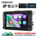 Carplay Autoradio Android 14 4+64G GPS Cam Für VW GOLF 5 6 Touran POLO EOS Caddy