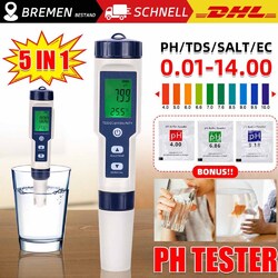 5 IN 1 Digital Wasser Qualität Tester Stift Ec Ph Salzgehalt Temp Meter / Finder