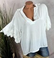 Leichte legere  Bluse Spitze Ärmel Mit Häkelspitze Italy WEIß  36 38 40