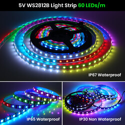 WS2812B 5050 LED Streifen Strip 5V Adressierbar RGB Lichtleiste Individuell 1-5m
