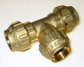 PE-T-Stück,Messing, DVGW-Zulassung 3-fach Kupplung für 20-40mm PE-Rohre   