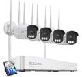 ZOSI 5MP WLAN Überwachungskamera Set Außen WiFi 6 8CH 1TB NVR Farbnachtsicht PIR