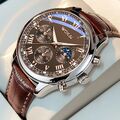 Luxus Herren Uhr Leder Chronograph Datumanzeige Armbanduhr Männer