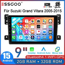 DAB CarPlay 2+32G Android 15 Autoradio GPS KAM Für Suzuki Grand Vitara 2005-2015