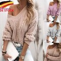 Damen Strickpullover Winter Sweater Strickpulli Langarmshirt Longtop Warm Pulli-