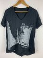 Damen - T-Shirt - DKNY JEANS - V-Ausschnitt - bedruckt - Gr. L - #356