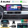 12.3" 4+64GB Android 15 Autoradio SWC Carplay Navi DAB+ Kam Für BMW E90 E91 CCC