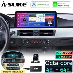 12.3" 4+64GB Android 15 Autoradio SWC Carplay Navi DAB+ Kam Für BMW E90 E91 CCC