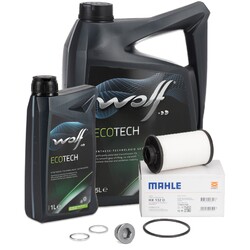 MAHLE Getriebefilter Satz + 6L WOLF Getriebeöl für AUDI SEAT SKODA VW DQ250