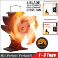 KAMINOFEN VENTILATOR STROMLOSER STOVE FAN OFENVENTILATOR GEBLÄSE LÜFTER 4 FLÜGEL