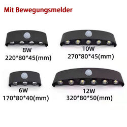 LED Wandleuchte mit Bewegungsmelder Up Down Außen Wandlampe Flur Strahler Licht