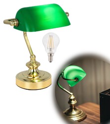 LUXUS NACHT TISCHLAMPE SCHREIB TISCHLEUCHTE BANKER LAMP GRÜN MESSING 75829000