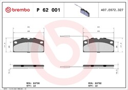 Bremsbelagsatz Scheibenbremse PRIME BREMBO P 62 001 für 741 CROSSLINE PIAGGIO BE