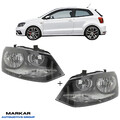SCHEINWERFER SET LINKS RECHTS FÜR VW POLO 6R 2009-2014 H7 / H7 CHROM SCHWARZ