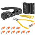 Rj45 Stecker Cat 7 10x Netzwerk Werkzeug Set Crimpzange Lan Kabel Tester Profi