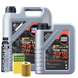 Motoröl 0W30 LIQUI MOLY Top Tec 4310 6L +MANN Ölfilter +Cera Tec
