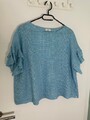 Riani Bluse Tunika 100% Leinen blau weiß kariert 40 Rüschen wie Neu