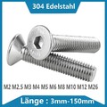 Senkkopf Innensechskant Schrauben Edelstahl V2A M2 M3 M4 M5 M6 M8 M10 M12 M16