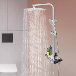 Duschsystem mit Ablage 3 Funktionen Duschset Regendusche Armatur m/Seifenablage