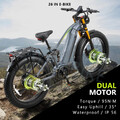 Elektrofahrrad 26 Zoll E Mountainbike Doppelmotor 2000W City E-bike 48V 20AH MTB