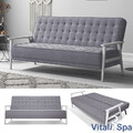 Schlafsofa Dion mit Klappfunktion, Grau/Braun moderne 3-Sitzer Gästecouch Vicco