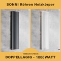 SONNI Heizkörper Design Röhren Flach Paneel Wandheizung Mittelanschluss 1600x357