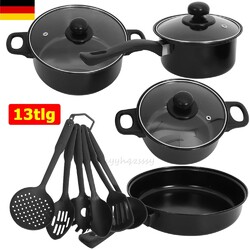 13x Topfset Töpfe Antihaft Kochgeschirr Set m/Glasdeckel Kochtopf Pfanne Deckel