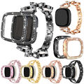 Für Fitbit Versa 4 3 Sense 2 Bling Edelstahl Metall Armband Diamant Schutz Hülle