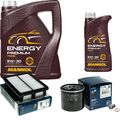 BOSCH Inspektionpaket 6 L MANNOL Energy Premium 5W-30 für Mazda 2 1.5