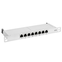 Netzwerk Patchfeld Patchpanel CAT.6A 8port 8 port 10" 0,5HE geschirmt grau