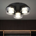 Deckenleuchte Deckenlampe LED Wohnzimmerleuchte Metall Glas Rauchfarbe D 38 cm