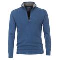 REDMOND Casual Herren Strick Troyer Langarm Stehkragen Zipper Baumwolle uni Blau
