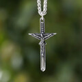 316L Edelstahl Herren Kreuz Jesus Anhänger mit Kette - Halskette Edelstahl 60 cm