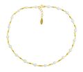 heliaden Vergoldetes 925 Silber Collier mit Hämatit und weißen Zuchtperlen